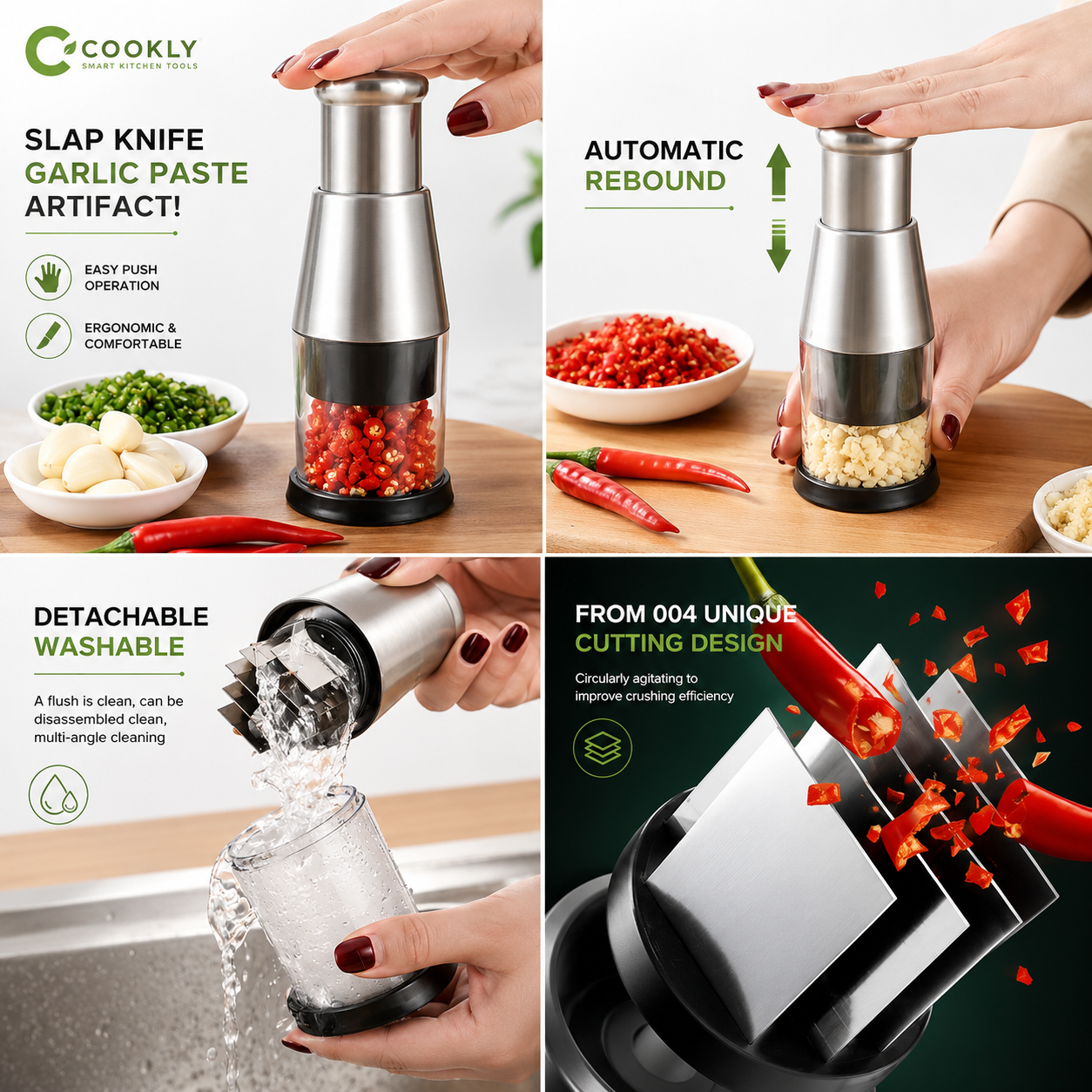 Cookliy Hand Press Chopper — Stainless Steel Blade